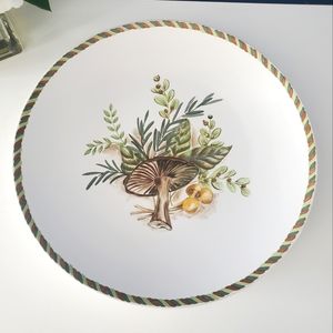 12 Inch Stoneware Platter Plate Portabella Mushroom American Atelier